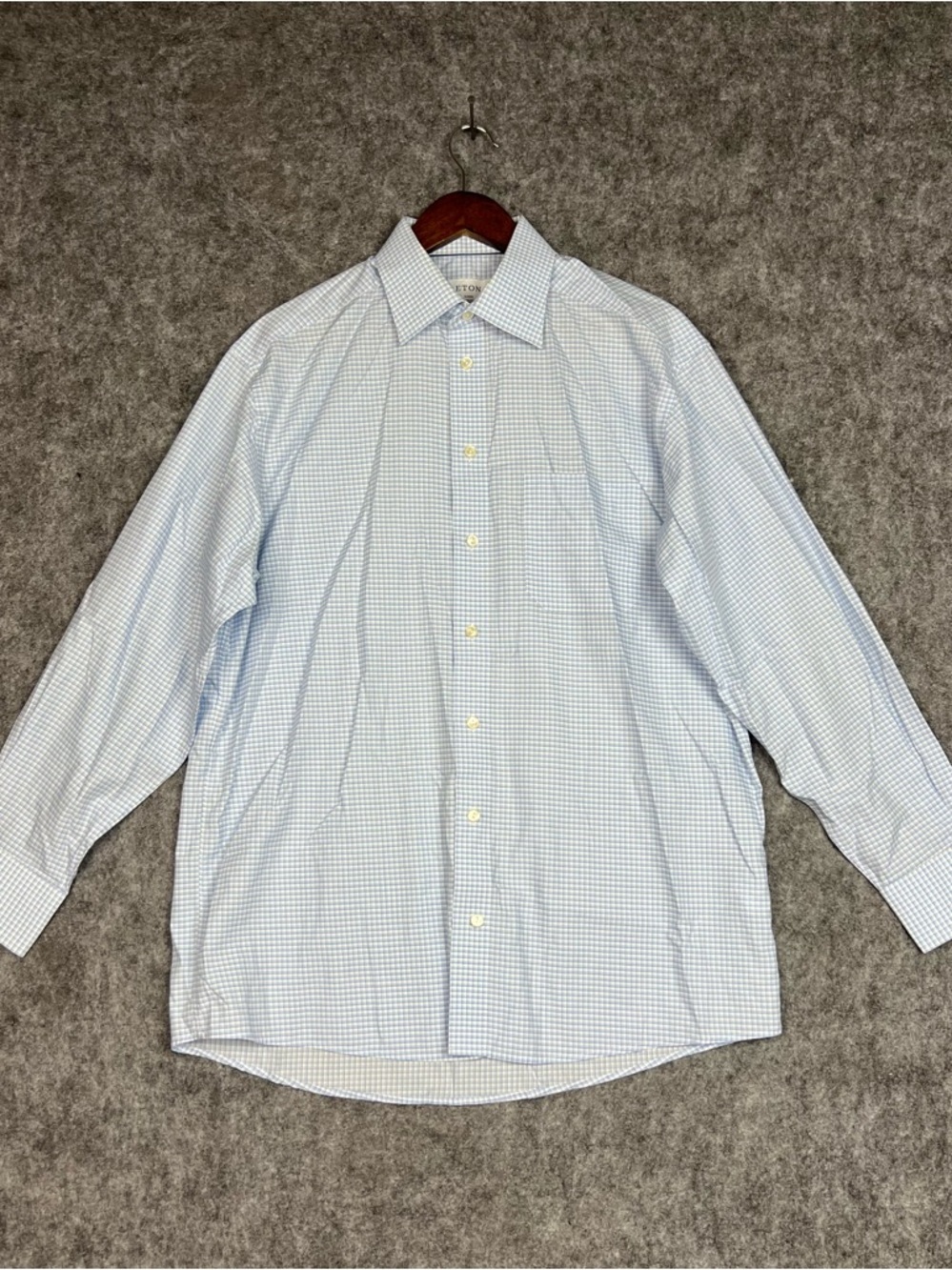 Eton Light Blue Micro-Check Dress Shirt Classic 41/16